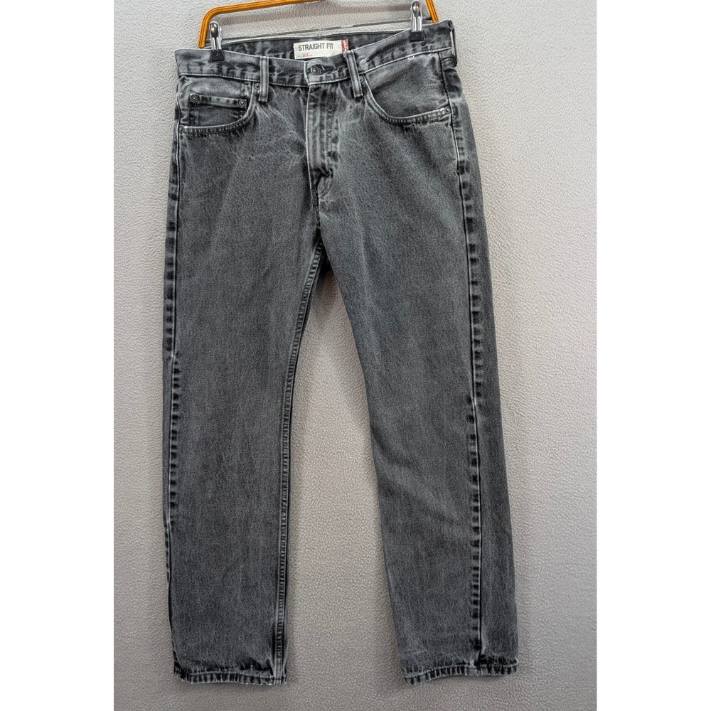 Levi's 505 Straight Fit Denim Jeans Men's 32x32 Black Cotton Faded Wash Casual